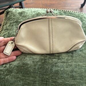 Beige Coach coin purse